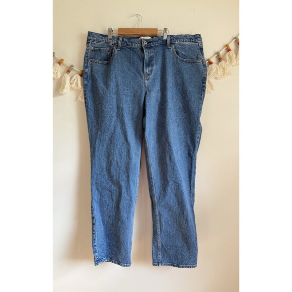 Abercrombie & Fitch The 90's Straight Mid Rise Jeans Curve Love Med Wash 34R - Picture 1 of 9